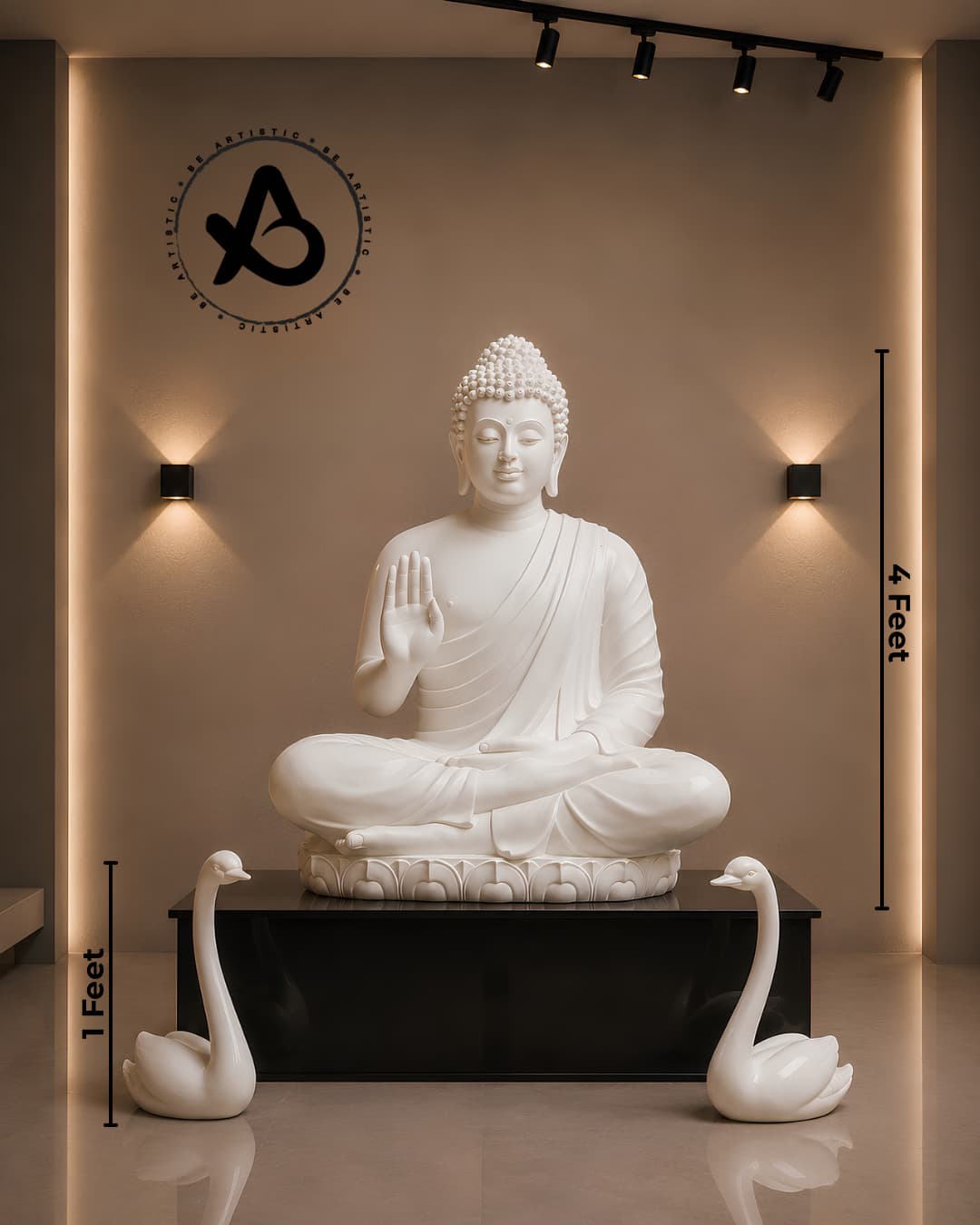 Meditating Buddha with Swan Accents
